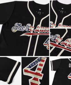 Alternative view of Custom Black Vintage USA Flag-Cream Authentic Baseball Jersey