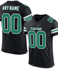 Custom Black Kelly Green-White Mesh Authentic Football Jersey