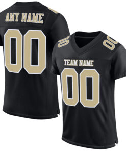 Custom Black Vegas Gold-White Mesh Authentic Football Jersey
