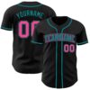 Custom Black Pink-Teal Authentic Baseball Jersey - Style 8