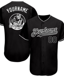 Custom Black White Authentic Baseball Jersey