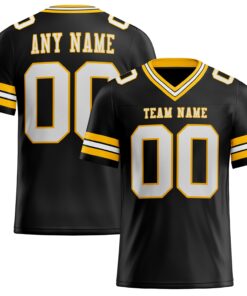 Custom Black White-Gold Authentic Football Jersey