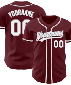 Custom Burgundy White-Gray Authentic Baseball Jersey