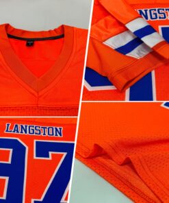 Alternative view of Custom Orange Royal-White Mesh Authentic Football Jersey