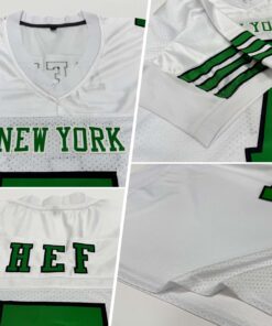 Alternative view of Custom White Grass Green-Black Mesh Authentic Football Jersey