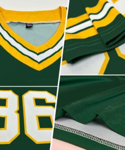 Alternative view of Custom Green White-Gold Authentic Football Jersey