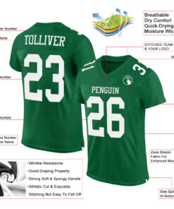 Alternative view of Custom Kelly Green White Mesh Authentic Football Jersey