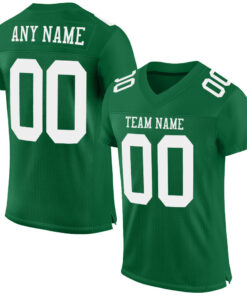 Custom Kelly Green White Mesh Authentic Football Jersey