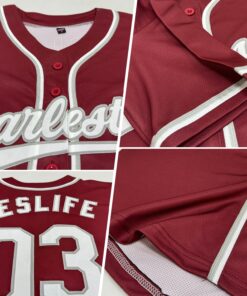 Alternative view of Custom Burgundy White-Gray Authentic Baseball Jersey