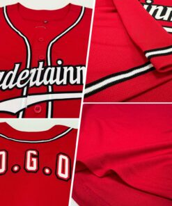 Alternative view of Custom Red White-Black Authentic Baseball Jersey