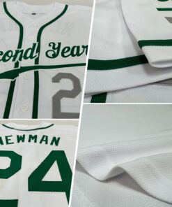 Alternative view of Custom White Kelly Green-Light Gray Authentic Baseball Jersey
