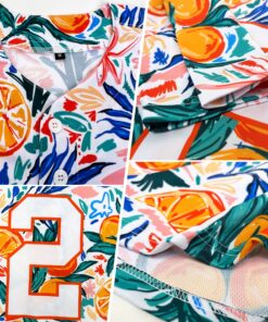 Alternative view of Custom White Orange 3D Pattern Design Fruit Authentic Baseball Jersey