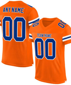 Custom Orange Royal-White Mesh Authentic Football Jersey