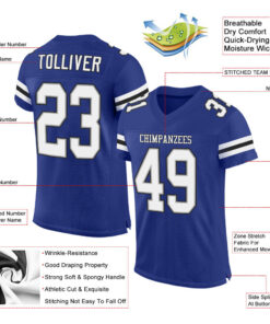 Alternative view of Custom Royal White-Black Mesh Authentic Football Jersey