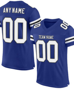 Custom Royal White-Black Mesh Authentic Football Jersey