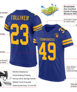 Alternative view of Custom Royal Gold Mesh Authentic Football Jersey