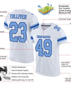Alternative view of Custom White Light Blue-Royal Mesh Authentic Football Jersey