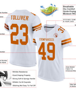Alternative view of Custom White Texas Orange Mesh Authentic Football Jersey