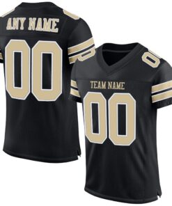 Custom Black Vegas Gold-White Mesh Authentic Football Jersey