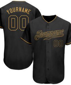 Custom Black Black-Old Gold Authentic Baseball Jersey