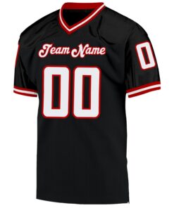 Alternative view of Custom Black White-Red Mesh Authentic Throwback Football Jersey