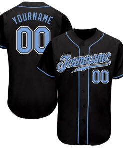 Custom Black Light Blue-White Authentic Baseball Jersey