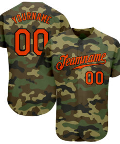 Custom Camo Orange-Black Authentic Salute To Service Baseball Jersey
