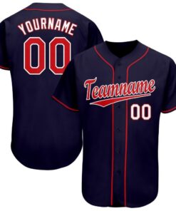 Custom Navy Red-White Baseball Jersey