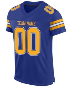 Alternative view of Custom Royal Gold-White Mesh Authentic Football Jersey