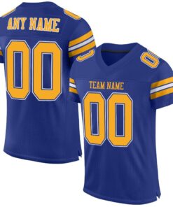 Custom Royal Gold-White Mesh Authentic Football Jersey