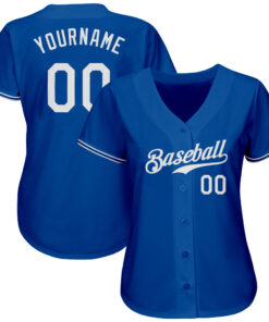 Alternative view of Custom Royal White Authentic Baseball Jersey
