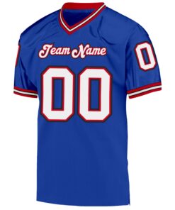 Alternative view of Custom Royal White-Red Mesh Authentic Throwback Football Jersey