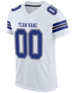 Alternative view of Custom White Royal-Black Mesh Authentic Football Jersey