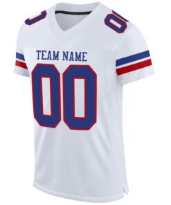 Alternative view of Custom White Royal-Red Mesh Authentic Football Jersey