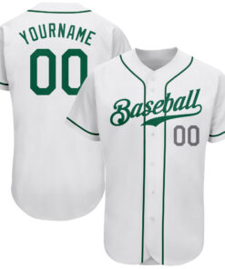 Custom White Kelly Green-Light Gray Authentic Baseball Jersey