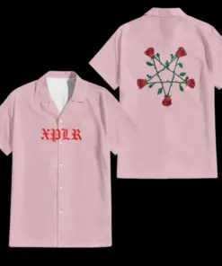 Pentagram roses pink hawaiian shirt