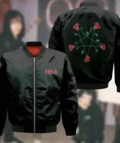 Pentagram roses bomber jacket