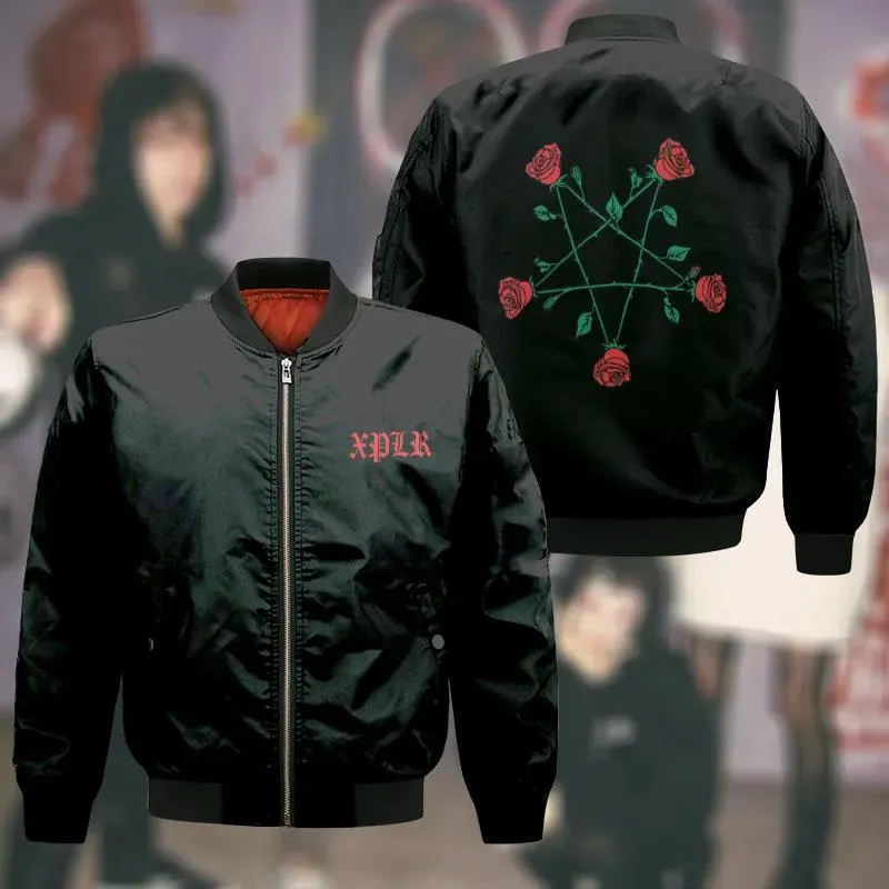 Pentagram roses bomber jacket