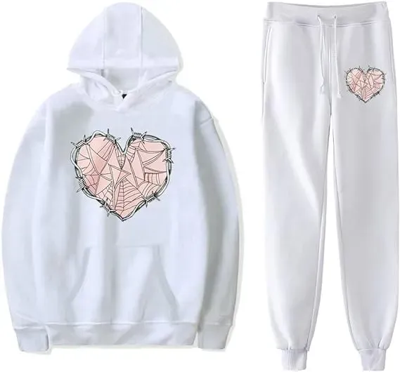 Web Heart Hoodies Jogger Pants Set