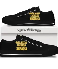 Fighting demons low top canvas shoes