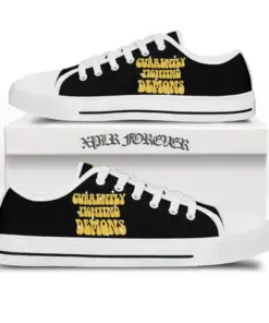Fighting demons low top canvas shoes